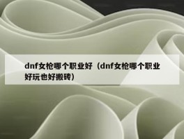 dnf女枪哪个职业好（dnf女枪哪个职业好玩也好搬砖）