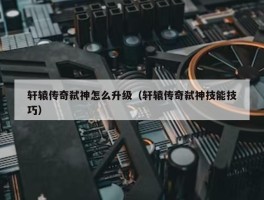 轩辕传奇弑神怎么升级（轩辕传奇弑神技能技巧）