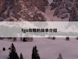 fgo攻略的简单介绍