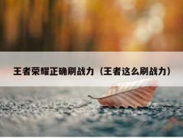 王者荣耀正确刷战力（王者这么刷战力）