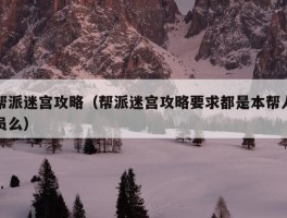 帮派迷宫攻略（帮派迷宫攻略要求都是本帮人员么）