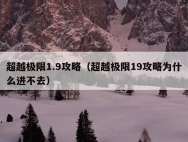 超越极限1.9攻略（超越极限19攻略为什么进不去）