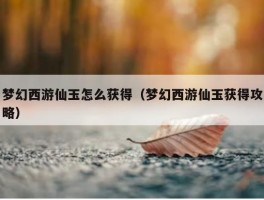 梦幻西游仙玉怎么获得（梦幻西游仙玉获得攻略）