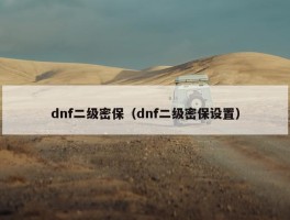 dnf二级密保（dnf二级密保设置）