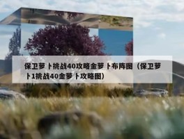 保卫萝卜挑战40攻略金萝卜布阵图（保卫萝卜1挑战40金萝卜攻略图）