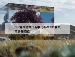 dnf男气功穿什么甲（dnf2021男气功装备搭配）