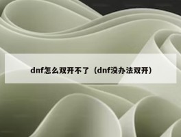 dnf怎么双开不了（dnf没办法双开）