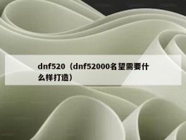 dnf520（dnf52000名望需要什么样打造）