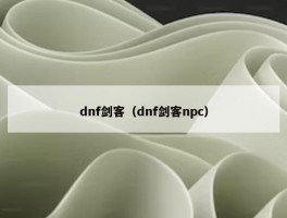 dnf剑客（dnf剑客npc）