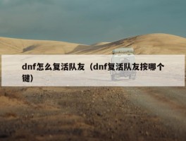 dnf怎么复活队友（dnf复活队友按哪个键）