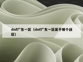 dnf广东一区（dnf广东一区属于哪个战区）