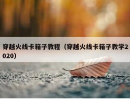 穿越火线卡箱子教程（穿越火线卡箱子教学2020）