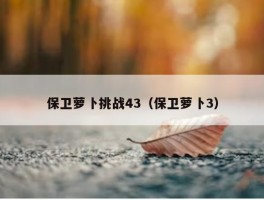 保卫萝卜挑战43（保卫萝卜3）