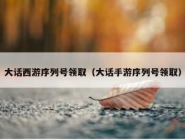 大话西游序列号领取（大话手游序列号领取）