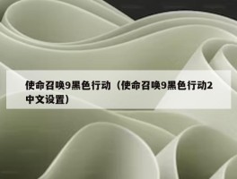 使命召唤9黑色行动（使命召唤9黑色行动2中文设置）