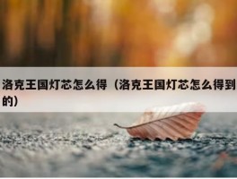 洛克王国灯芯怎么得（洛克王国灯芯怎么得到的）