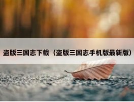 盗版三国志下载（盗版三国志手机版最新版）