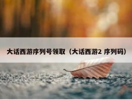 大话西游序列号领取（大话西游2 序列码）