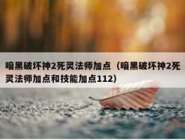 暗黑破坏神2死灵法师加点（暗黑破坏神2死灵法师加点和技能加点112）