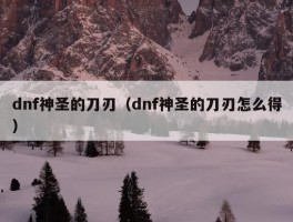 dnf神圣的刀刃（dnf神圣的刀刃怎么得）