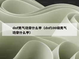 dnf男气功穿什么甲（dnf100级男气功穿什么甲）