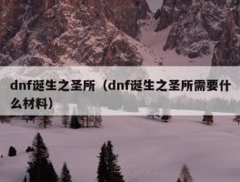 dnf诞生之圣所（dnf诞生之圣所需要什么材料）