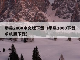 拳皇2000中文版下载（拳皇2000下载单机版下载）