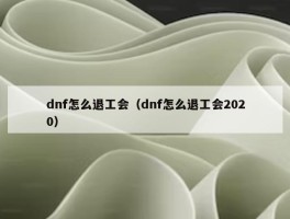 dnf怎么退工会（dnf怎么退工会2020）