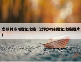 虚拟村庄4图文攻略（虚拟村庄图文攻略图片）