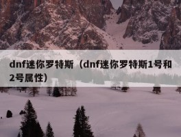 dnf迷你罗特斯（dnf迷你罗特斯1号和2号属性）