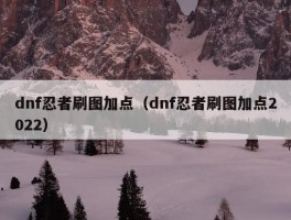 dnf忍者刷图加点（dnf忍者刷图加点2022）