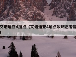 艾诺迪亚4加点（艾诺迪亚4加点攻略忍者篇）