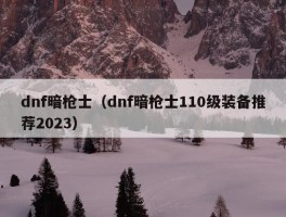 dnf暗枪士（dnf暗枪士110级装备推荐2023）