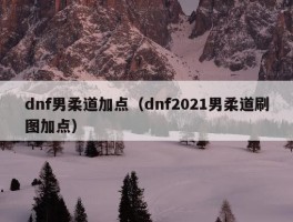 dnf男柔道加点（dnf2021男柔道刷图加点）