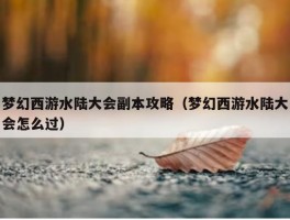 梦幻西游水陆大会副本攻略（梦幻西游水陆大会怎么过）