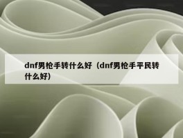 dnf男枪手转什么好（dnf男枪手平民转什么好）