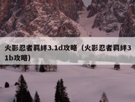 火影忍者羁绊3.1d攻略（火影忍者羁绊31b攻略）