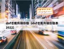 dnf仓库升级价格（dnf仓库升级价格表2022）